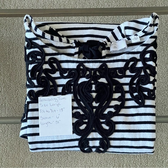 Anthropologie Black and White Boxy Embellished Tunic - Picture 12 of 12